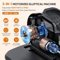 Dripex 3-in-1 Under-Desk Elliptical — Electric Seated Pedal Exerciser with 10 Levels of Speed & Resistance, Remote Control, Fully Assembled(m-3)