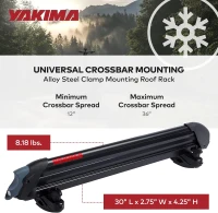 Yakima PowderHound 6 Ski & Snowboard Roof Rack — Carries 6 Pairs of Skis or 4 Boards, SKS Lockable System, Fits Yakima Crossbars(m-4)