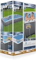 Bestway Power Steel 31 ft 4 in x 16 ft x 52 in Rectangular Metal Frame Above-Ground Pool Kit with 2,200 GPH Sand Filter, Ladder and Cover - Grey(m-11)