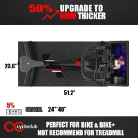 Cycleclub 6mm Thick Bike Mat for Peloton & Stationary Bikes — Exercise Bike Trainer Pad for Indoor Spin Bikes, Ellipticals; Hardwood & Carpet Floor Protector (23.6"" x 51.2"")(m-2)