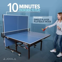 JOOLA Inside Professional 9x5 ft MDF Indoor Ping Pong Table – Quick-Clamp Net & Post, 10-Minute Assembly, Tournament Quality, Foldable with Solo Playback Mode(m-2)