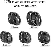 RitFit Olympic 2-Inch Rubber Grip Weight Plates for Barbells — Single, Pair & Sets (2.5/5/10/25/35/45 lb)(m-5)