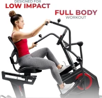 Sunny Health & Fitness Elite Recumbent Cross Trainer — Recumbent Elliptical with Arm Exercisers, Easy-Adjust Seat & Mesh Backrest, Electromagnetic Resistance, Bluetooth & SunnyFit App(m-4)