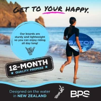 BPS New Zealand 'Gator' Wooden Skimboard with Colored EVA Traction Pad and High-Gloss Clear Coat – For Kids & Adults, Choice of 3 Sizes and Pad Colors(m-6)