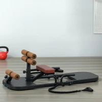 Soozier Foldable Sissy Squat Machine, Hip Thrust Machine with Push Up Stand, Multipurpose Glute Workout Equipment, Black(m-10)