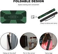 94 x 47 Inch Poker Mat — 10-Player Texas Hold'em Rubber Table Topper with Reinforced Sewn Edges, Folding Portable Layout and Carrying Bag(m-5)