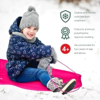 Slippery Racer Downhill Xtreme Flexible Plastic Toboggan Sled for Adults & Kids — Fits Up to 2 Riders with Pull Rope and Handles(m-5)