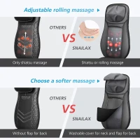 Snailax Shiatsu Neck & Back Massager with Heat — Full-Back Kneading and Rolling Massage Chair Pad with Height Adjustment(m-3)