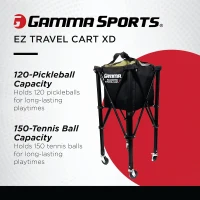GAMMA Sports EZ Travel Cart – Portable Tennis, Pickleball & Padel Ball Hopper with Foldable Compact Design, Lightweight Durable Frame, Compatible EZ Bags, 150 or 250-Ball Capacity, Premium Carrying Case Included(m-2)