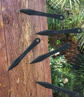 JXE JXO 9.4-inch Stainless Steel No-Spin Throwing Spikes Set with Nylon Belt Sheath – Solid Full-Tang 420HC(m-7)