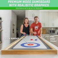 GoSports 6 ft Tabletop Shuffleboard & Curling 2-in-1 Game with 8 Pucks and Carry Tote(m-5)