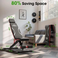 FLYBIRD Adjustable Weight Bench – Foldable 750 lb Capacity Bench for Users up to 6'5"", 27 lb Sturdy Multi-Angle Bench with 90 Position Options for Incline/Decline/Flat Training(m-7)