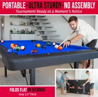 GoSports Fold-Out Pool Table (6/7/8 ft) — No Assembly, Select Your Color, Includes Balls, 2 Cues, Chalk & Brush(m-3)