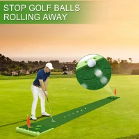Golf Putting Game Set with Front Borders — Indoor/Outdoor Foldable Putting Pong Mat with 4 Balls, Carry Bag, 2 Flags & Cups for Parties, Backyard & Office(m-3)
