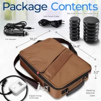 SereneLife Portable Heated Stone Massage Kit — Electric Hot Stone Warmer with 6 Large & 6 Small Natural Basalt Rocks and Digital Controller(m-6)