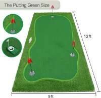 Chriiena Professional-Grade Putting Green Mat — Realistic Turf with Adjustable Cups and Slope Pad, Suitable for Indoor & Outdoor Training(m-4)