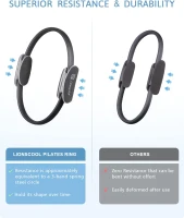 LIONSCOOL 14"" Pilates Ring Set – Anti-Deformation Magic Circle with Padded Handles, Mini Ball, Resistance Bands, Guide & Bag(m-4)