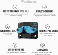 Gravity Grabber 6-Pack – Ultimate Ski & Snowboard Wall Rack | Universal, Non-Slip Gravity-Locking Storage | Garage & Winter Gear Organizer(m-4)