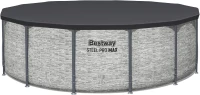 Bestway Steel Pro MAX 14-Foot x 48-Inch Round Above-Ground Pool Set with Metal Frame, Model 58388E Filter Pump, Ladder and Cover, Gray(m-9)