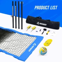 Patiassy Portable Volleyball Net for Backyard – Heavy-Duty Professional Outdoor Set with Adjustable 1.75"" Aluminum Poles, Galvanized Winch, Steel Stakes, Anti-Sag Design, Pump and 1680D Carry Bag for Beach & Grass(m-8)