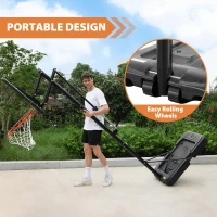 AWII SPORT Portable Outdoor Basketball Hoop — 44-inch Impact-Resistant PC Backboard, Labor-Saving Quick-Adjust 4.8–10 ft System with Wheels(m-7)