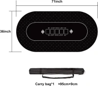 YUZPKRSI 70 x 35 Inch Poker Mat — 8-Player Texas Hold'em Rubber Table Topper, Folding Portable Layout with Carrying Bag for Poker, Blackjack, Casino(m-6)