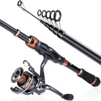 PLUSINNO Bronze Warrior Toray IM6 Carbon Matrix Double Telescopic Kit — 2x 5.91FT Rods & 2x Spinning Reels, 12+1 Bearings, Travel Freshwater Gear(m-7)