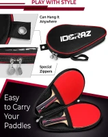 Professional Ping Pong Paddle by Idoraz - ITTF Approved Table Tennis Racket with Carrying Case, 2.00 mm Rubber - Speed 99, Spin 93, Control 90(m-4)