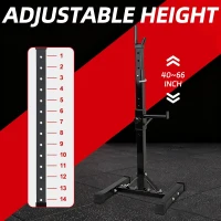 JupiterForce Adjustable Squat Rack Stands (Pair) — Heavy-Duty Steel Bench/Barbell Racks, 40–66"" Adjustable Height, 550 lb Capacity, Portable H-Base, Black(m-3)
