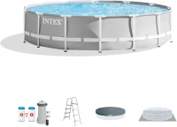 Intex Prism Frame Premium Above-Ground Pool 14ft x 42in with 1000 GPH Cartridge Filter Pump – SuperTough Puncture-Resistant, Rust-Resistant, 3357 Gallon Capacity(m-8)