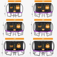 JUMPZYLLA Recreational Trampoline with Safety Net and Ladder — 8FT–16FT | ASTM-Certified | Rust-Resistant Frame(m-8)