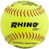 Champion Sports® Optic Yellow Leather Softballs – Dozen, .47 Polycore, Medium Compression, Raised Seams(m-1)