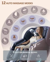 RELX 2025 Full-Body Massage Chair – 53"" SL-Track, 15 Modes, Zero Gravity, Built-in Heat, 32 Airbags, Body Scan, Yoga Stretch, Calf Extension & AI Control (Brown)(m-4)