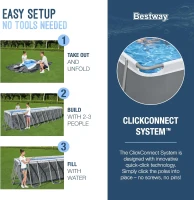 Bestway Power Steel Rectangular 18 ft x 9 ft x 48 in Metal Frame Above-Ground Pool Kit with 1,500 GPH Filter Pump, Ladder and Cover(m-4)