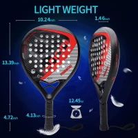 Performance Padel Racket — Carbon Fiber Face & EVA Memory Flex Foam Core, Extended Length(m-3)