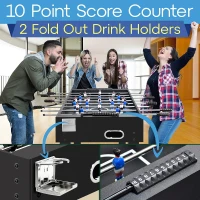SereneLife 48"" Full-Size Foosball Table — Competition-Style with 2 Balls & Dual Fold-Out Cup Holders for Home Arcade(m-7)