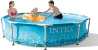 INTEX 28207EH Beachside 10 ft x 30 in Metal-Frame Above-Ground Pool Set — Includes 330 GPH Cartridge Filter Pump(m-9)