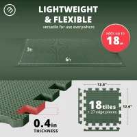 bemaxx 18-Piece EVA Interlocking Gym Floor Tiles (12.6"" x 12.6"" x 0.4"") with Edge Pieces — 18 sqft Protective Exercise Flooring for Home, Garage, Treadmill & Play Areas(m-2)