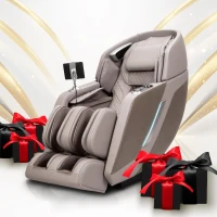 Titan 4D Ultima Massage Chair - Taupe | Full-Body Air Compression | Zero Gravity | SL-Track 4D Therapy | Foot Rollers | Touchscreen & Space-Saving Design(m-1)
