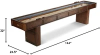 Barrington 12-Foot Rustic Shuffleboard Table with Cabinets - Classic Arcade Collection with Puck Sets, Preassembled Playfield(m-13)