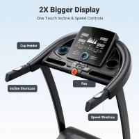 THERUN Incline Treadmill with Built-in Fan, 300 lb Capacity, 0–15% Auto Incline, Wide 17"" x 47.2"" Belt, 3.5HP, App Compatible (FitShow/Kinomap/Zwift)(m-2)