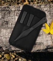 JXE JXO 9.4-inch Stainless Steel No-Spin Throwing Spikes Set with Nylon Belt Sheath – Solid Full-Tang 420HC(m-6)