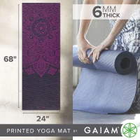 Gaiam Premium 6mm Printed Extra-Thick Non-Slip Yoga & Fitness Mat – 68"" x 24"" x 6mm(m-2)