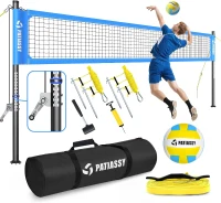 Patiassy Portable Volleyball Net for Backyard – Heavy-Duty Professional Outdoor Set with Adjustable 1.75"" Aluminum Poles, Galvanized Winch, Steel Stakes, Anti-Sag Design, Pump and 1680D Carry Bag for Beach & Grass(m-1)