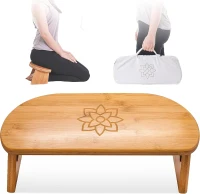 Mindful Modern Folding Meditation Bench - Bamboo Kneeling Stool with Locking Magnetic Hinges, Portable Seiza Chair with Travel Bag(m-1)