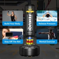 Feikuqi 205lb Standing Punching Bag for Adults - Heavy Duty Kickboxing Bag with Shock Absorber & Suction Cup Base, Stand-Up Boxing Bag for Home/Office(m-7)