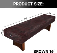 GSE Games & Sports Expert 16' Brown Heavy-Duty Leatherette Shuffleboard Table Cover(m-2)