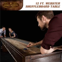Barrington 12-Foot Rustic Shuffleboard Table with Cabinets - Classic Arcade Collection with Puck Sets, Preassembled Playfield(m-9)