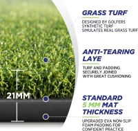 Golfguru Dense Elite Hitting Mat (5'x4' or 5'x5') — Heavy-Duty Practice Turf with 10 Balls & 9 Tees, Durable Backyard/Indoor Training Mat(m-2)