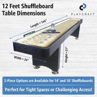 Playcraft Woodbridge Shuffleboard with Storage Cabinet — Complete Set (Abacus, 8 Pucks, Brush & USA Speed Wax) — Robust Pro Climate Adjusters(m-6)